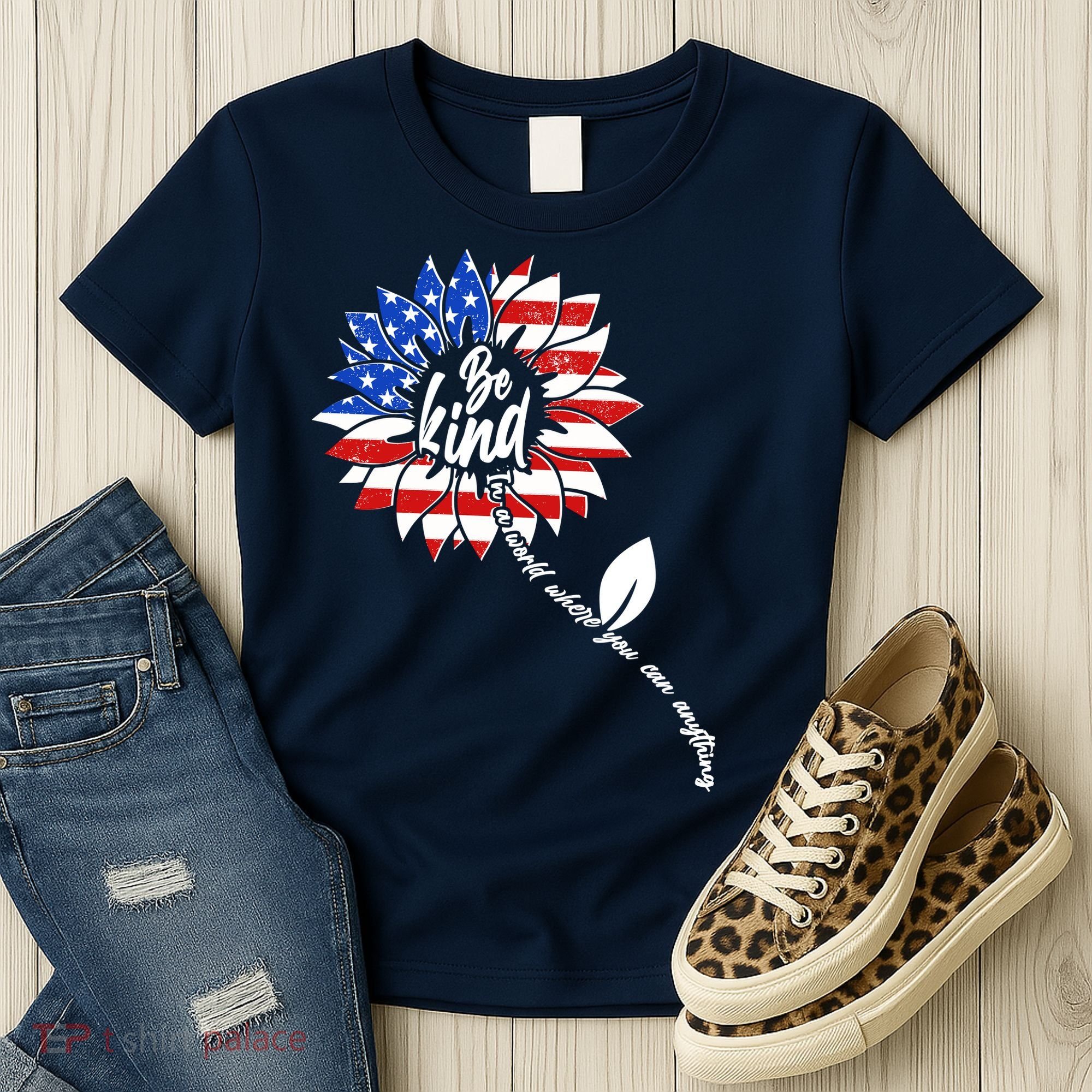 Be Kind USA American Sunflower Women's T-Shirt