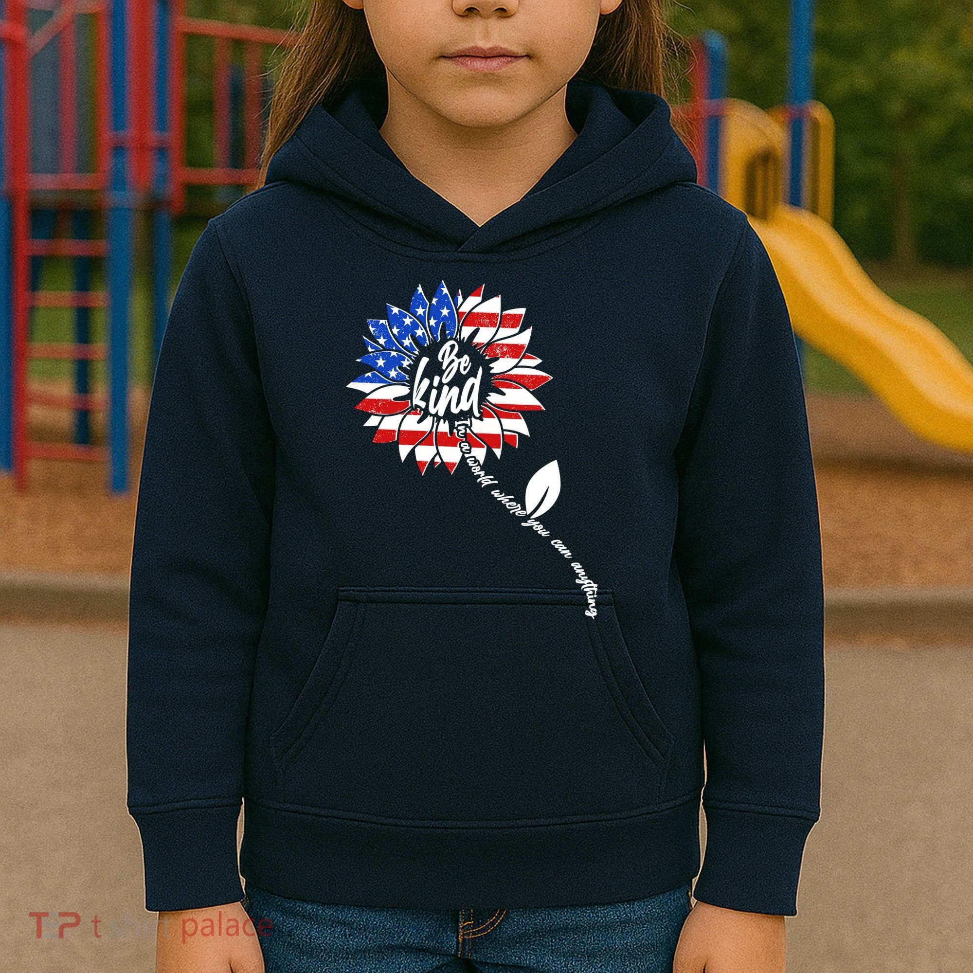Be Kind USA American Sunflower Kids Hoodie
