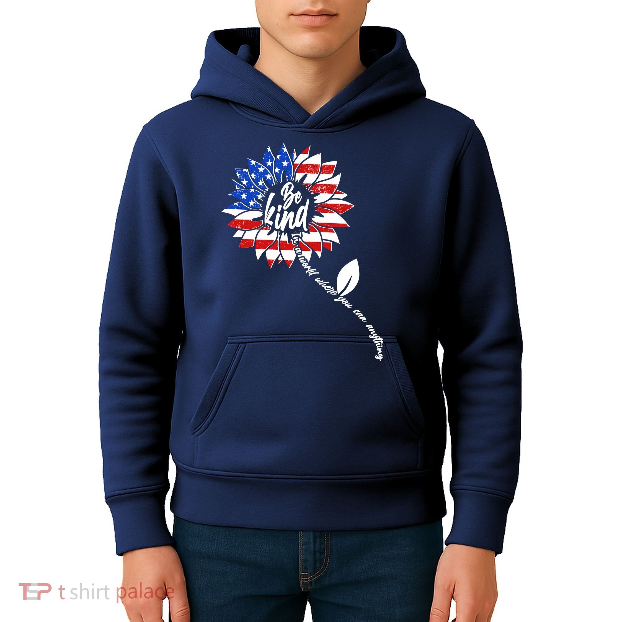 Be Kind USA American Sunflower Kids Hoodie