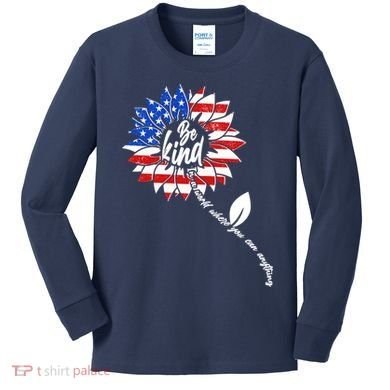 Be Kind USA American Sunflower Kids Long Sleeve Shirt