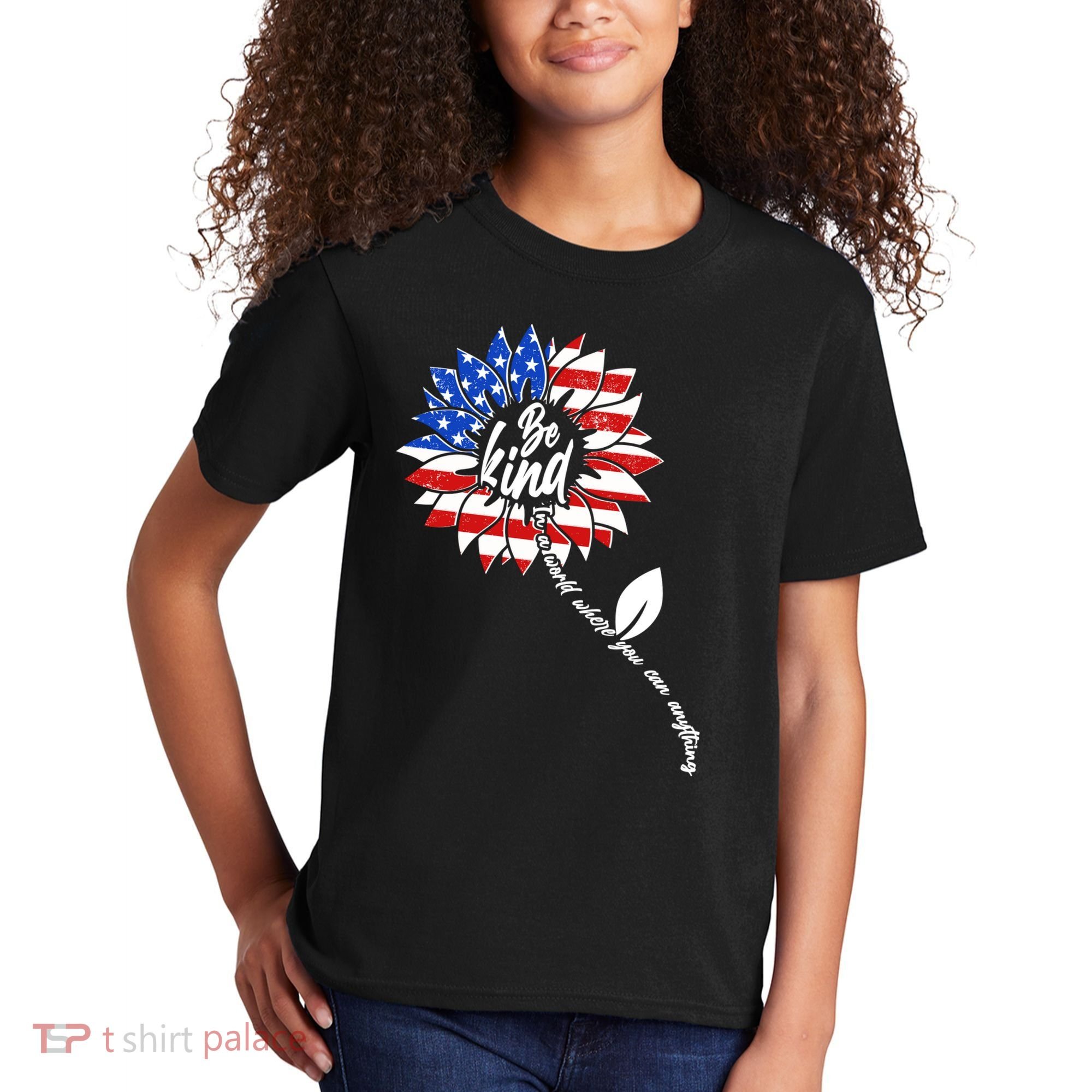Be Kind USA American Sunflower Kids T-Shirt