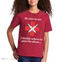 Be Nice To Me Nurse I Decide Where The Shots Go Funny Kids T-Shirt thumb 2