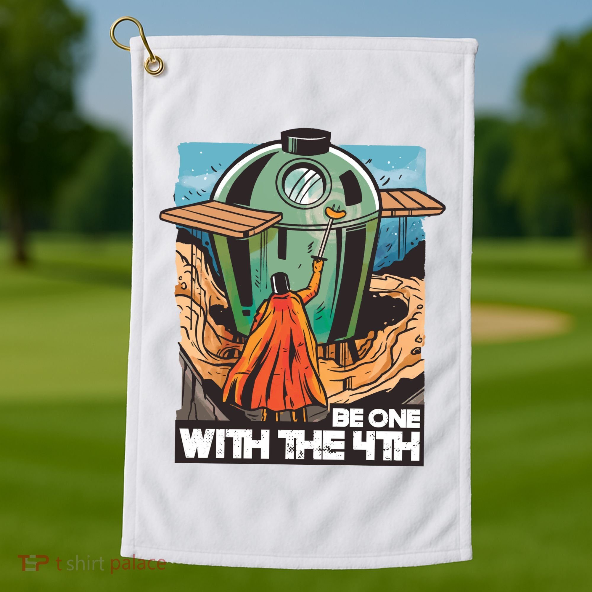 Be One With The 4th BBQ Parody Golf Towel