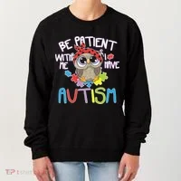 Be Patient With Me Autism Owl Women's Sweatshirt thumb 0