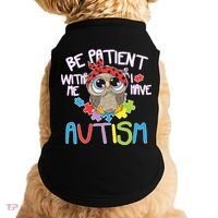 Be Patient With Me Autism Owl Doggie Tank thumb 0