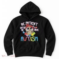 Be Patient With Me Autism Owl Hoodie thumb 0