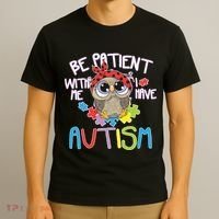 Be Patient With Me Autism Owl T-Shirt thumb 3