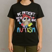 Be Patient With Me Autism Owl T-Shirt thumb 4