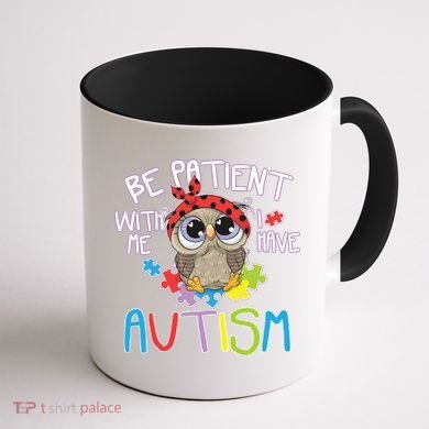Be Patient With Me Autism Owl Coffee Mug back