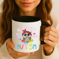 Be Patient With Me Autism Owl Coffee Mug thumb 3