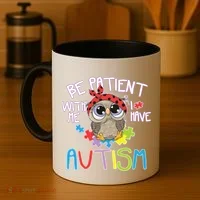 Be Patient With Me Autism Owl Coffee Mug thumb 4