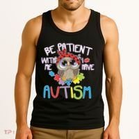 Be Patient With Me Autism Owl Tank Top thumb 3