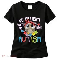 Be Patient With Me Autism Owl Women's T-Shirt thumb 0