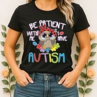 Be Patient With Me Autism Owl Women's T-Shirt thumb 2