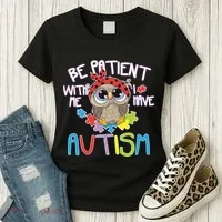 Be Patient With Me Autism Owl Women's T-Shirt thumb 3