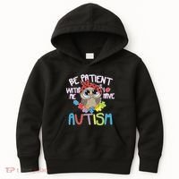 Be Patient With Me Autism Owl Kids Hoodie thumb 0