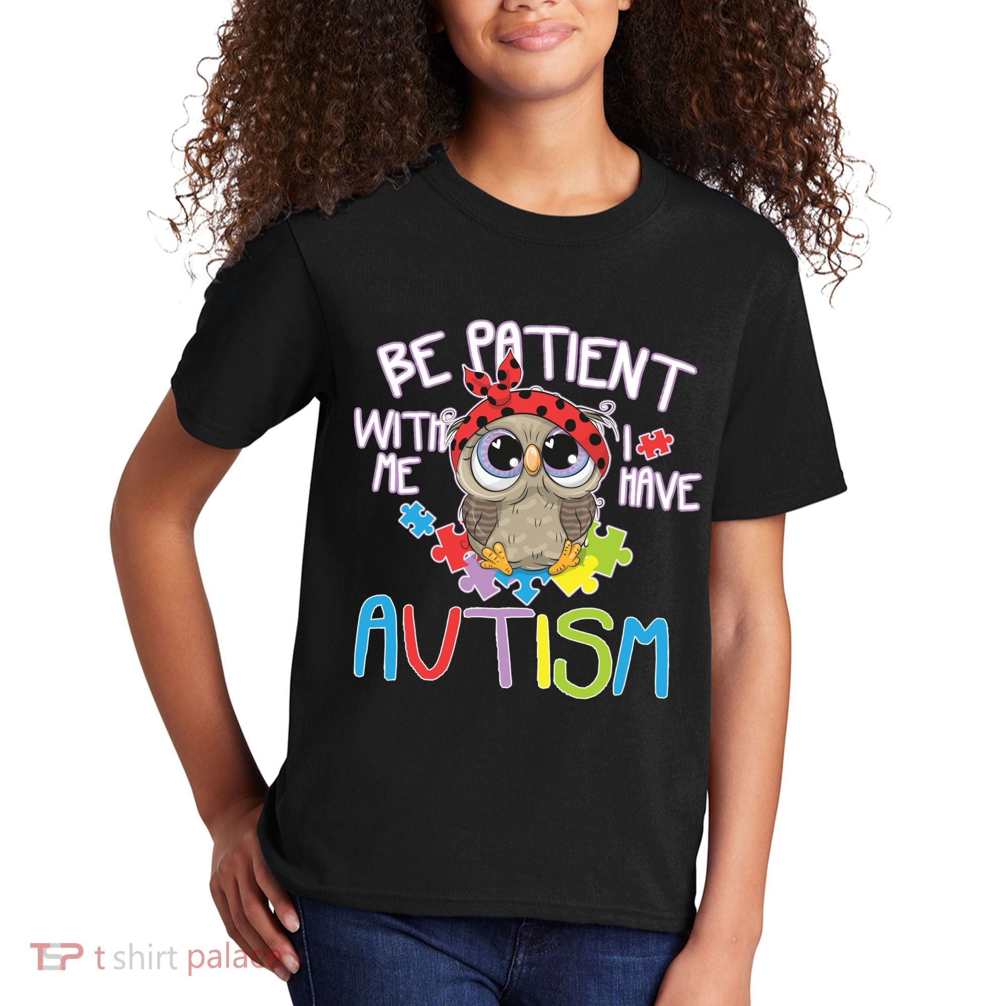 Be Patient With Me Autism Owl Kids T-Shirt