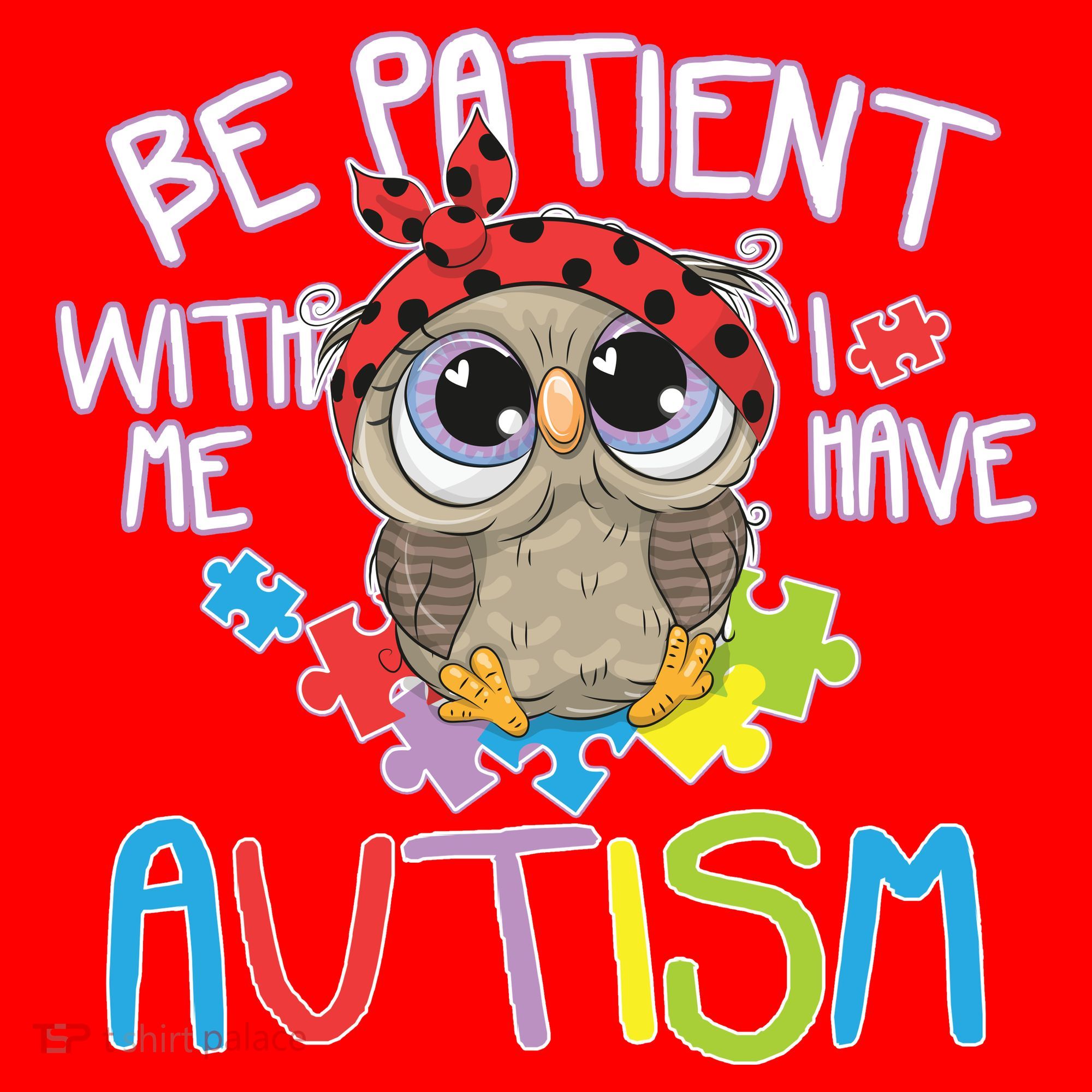 Be Patient With Me Autism Owl Santa Hat