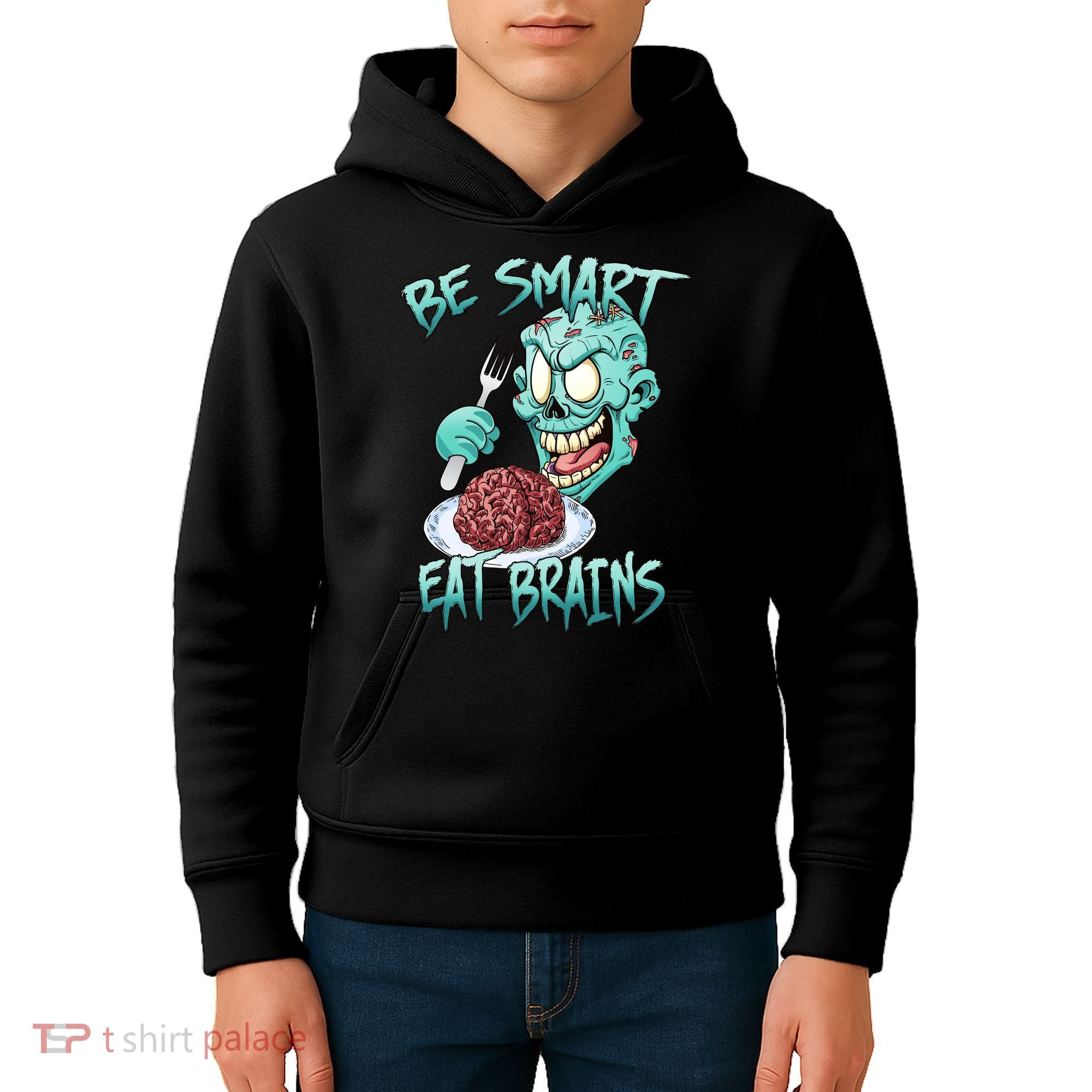 Be Smart Eat Brains Kids Hoodie