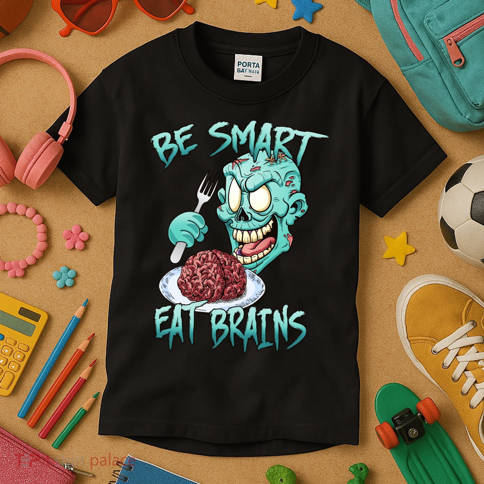 Be Smart Eat Brains Kids T-Shirt
