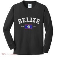 Belize Est. 1981 Belizean Flag Independence Day Kids Long Sleeve Shirt thumb 0