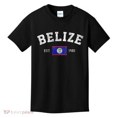 Belize Est. 1981 Belizean Flag Independence Day Kids T-Shirt
