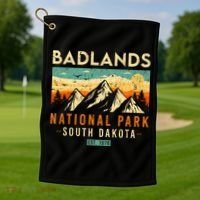 Badlands Est. 1978 O South Dakota National Park Golf Towel thumb 1
