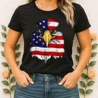 Bald Eagle 4th of July American Flag Patriotic Freedom USA Women's T-Shirt thumb 2