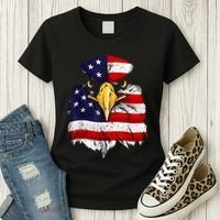 Bald Eagle 4th of July American Flag Patriotic Freedom USA Women's T-Shirt thumb 3