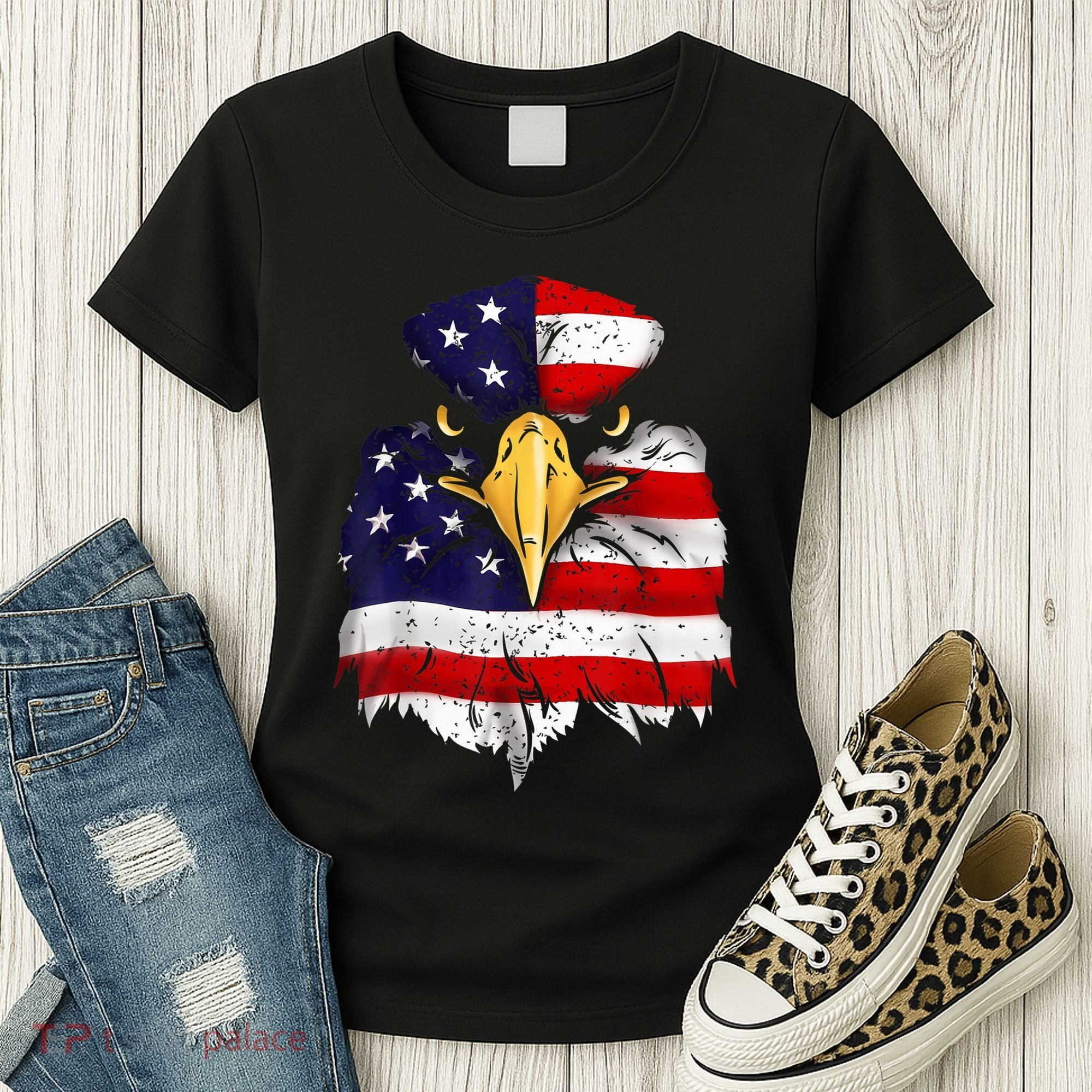 Bald Eagle 4th of July American Flag Patriotic Freedom USA Women's T-Shirt