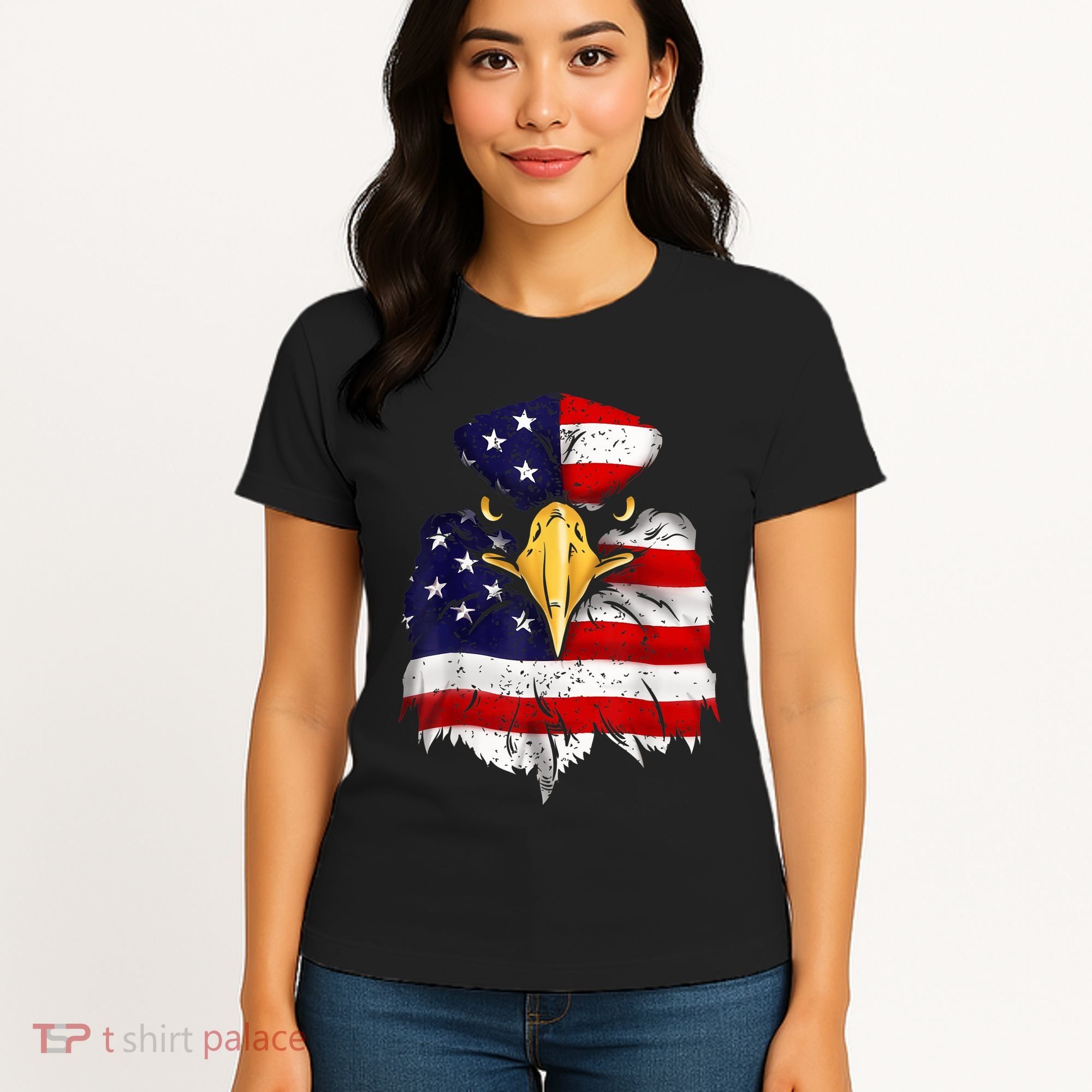 Bald Eagle 4th of July American Flag Patriotic Freedom USA Women's T-Shirt