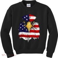 Bald Eagle 4th of July American Flag Patriotic Freedom USA Kids Sweatshirt thumb 0