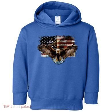 Bald Eagle 4th Of July American Usa Flag Eagle Patriotic Toddler Hoodie