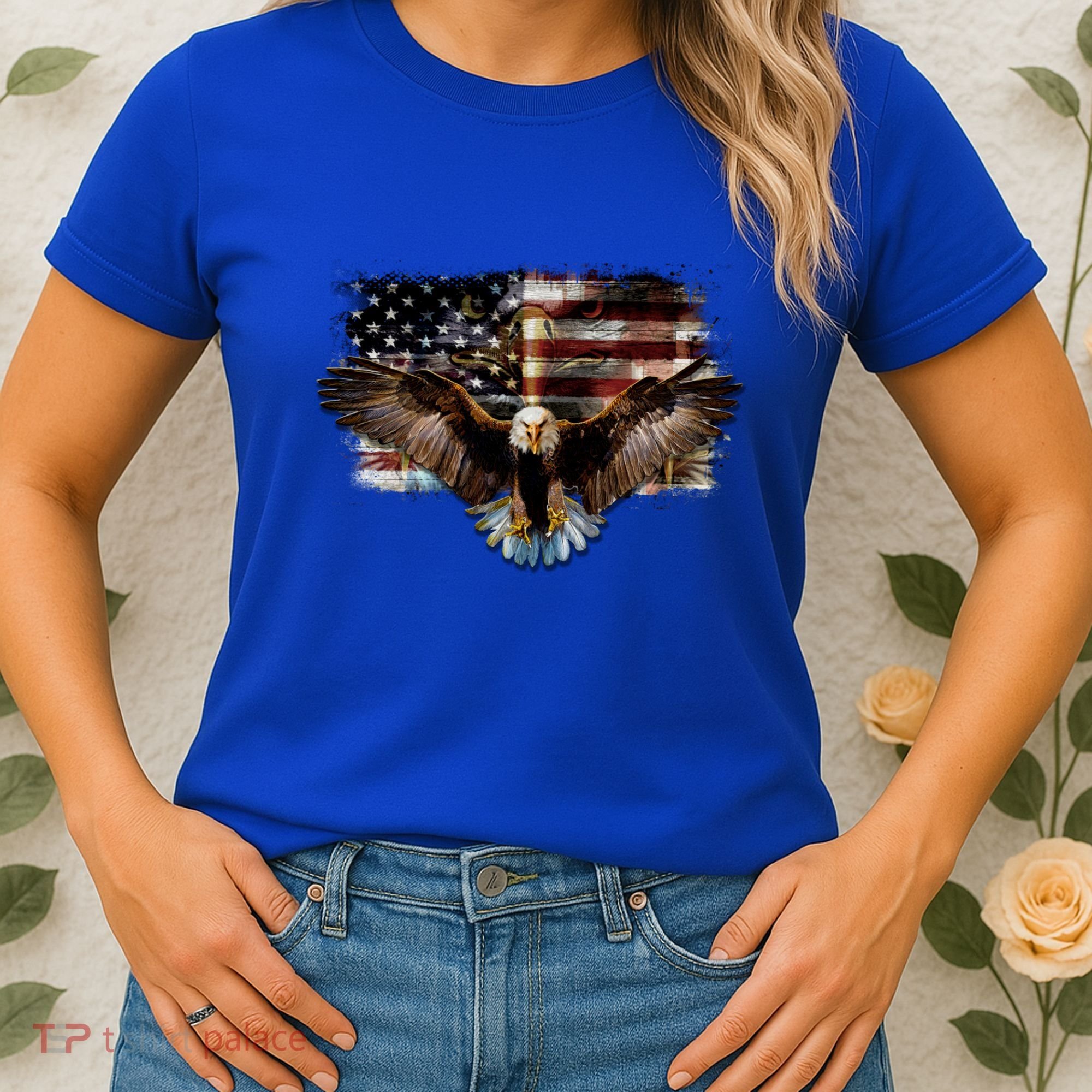 Bald Eagle 4th Of July American Usa Flag Eagle Patriotic Women's T-Shirt