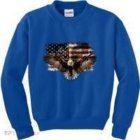 Bald Eagle 4th Of July American Usa Flag Eagle Patriotic Kids Sweatshirt thumb 0