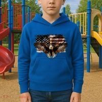 Bald Eagle 4th Of July American Usa Flag Eagle Patriotic Kids Hoodie thumb 2