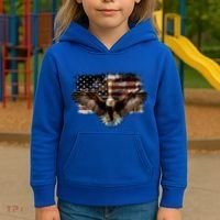 Bald Eagle 4th Of July American Usa Flag Eagle Patriotic Kids Hoodie thumb 3