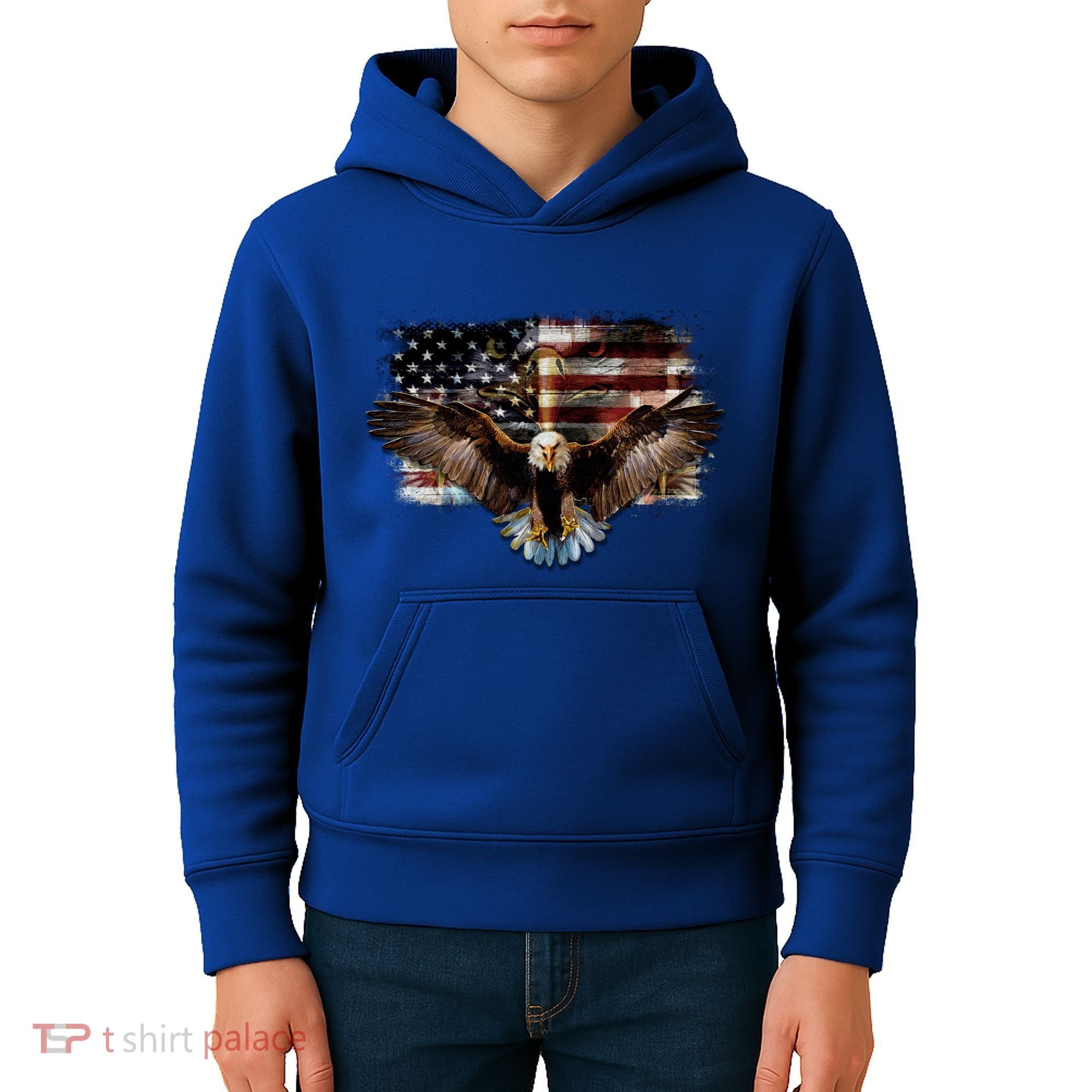 Bald Eagle 4th Of July American Usa Flag Eagle Patriotic Kids Hoodie