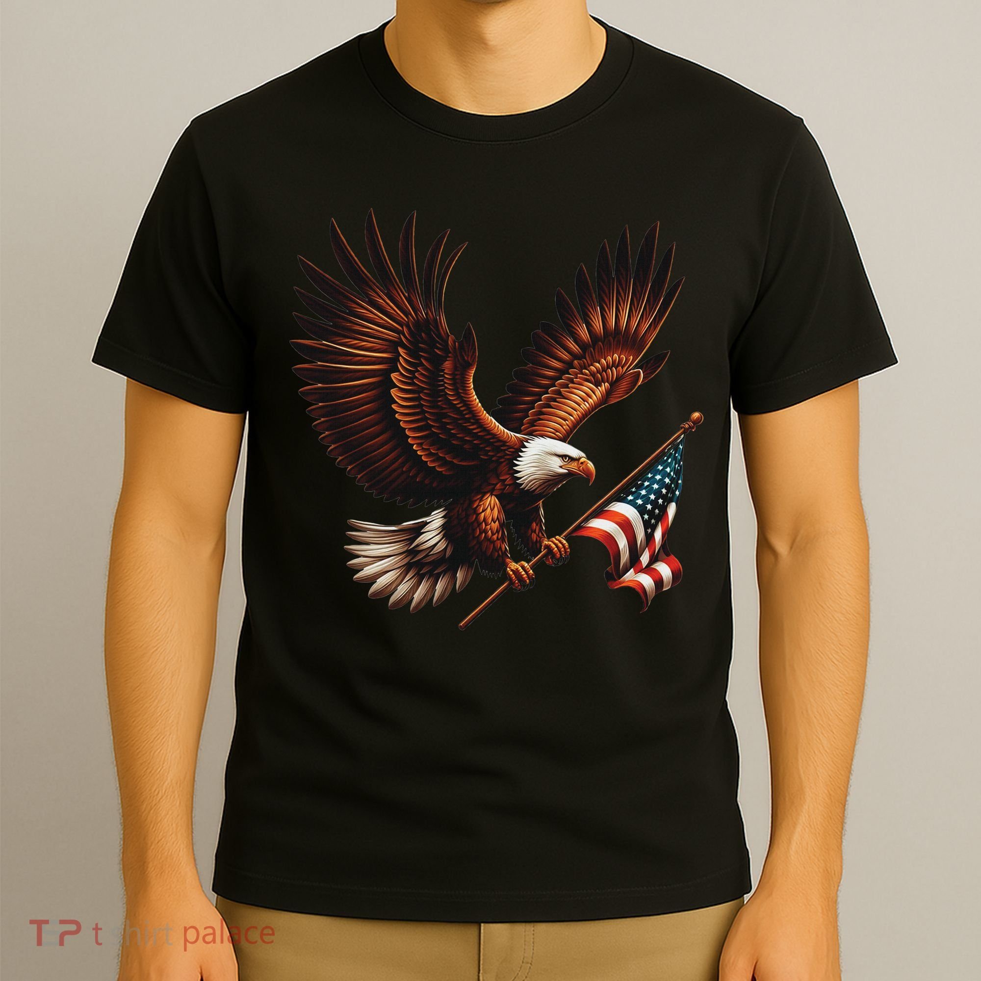 Bald Eagle American Flag 4th Of July Patriotic Man Woman T-Shirt