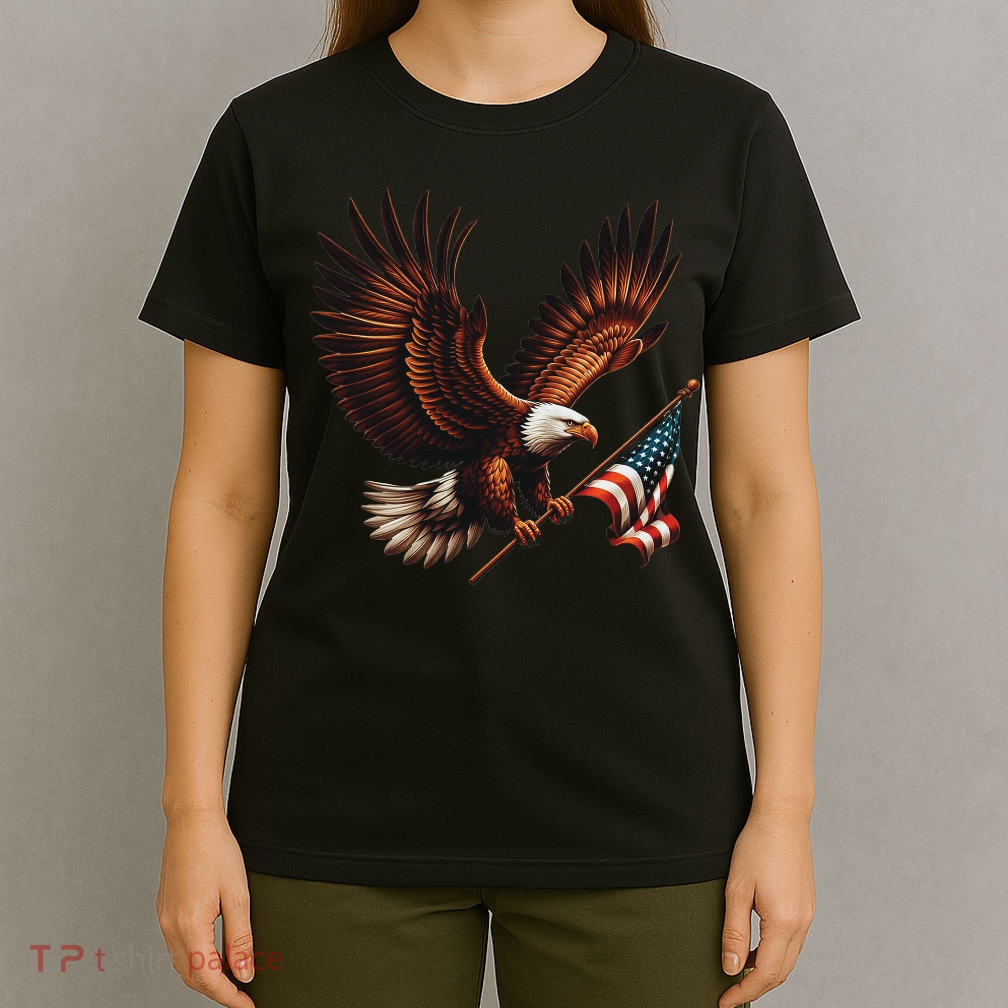 Bald Eagle American Flag 4th Of July Patriotic Man Woman T-Shirt