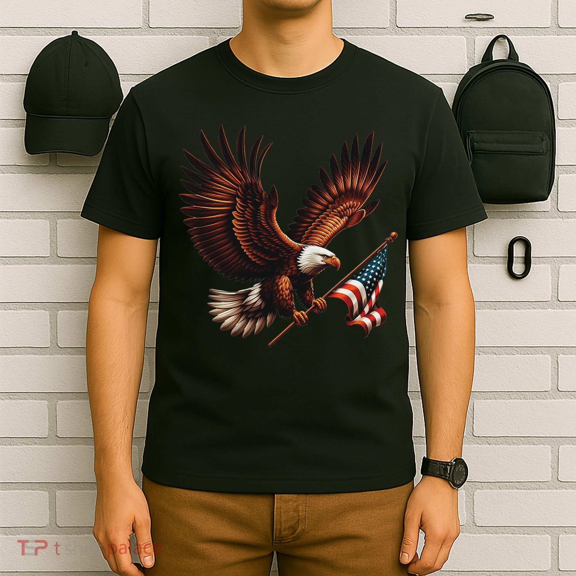 Bald Eagle American Flag 4th Of July Patriotic Man Woman T-Shirt