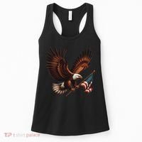Bald Eagle American Flag 4th Of July Patriotic Man Woman Women's Tank Top thumb 0