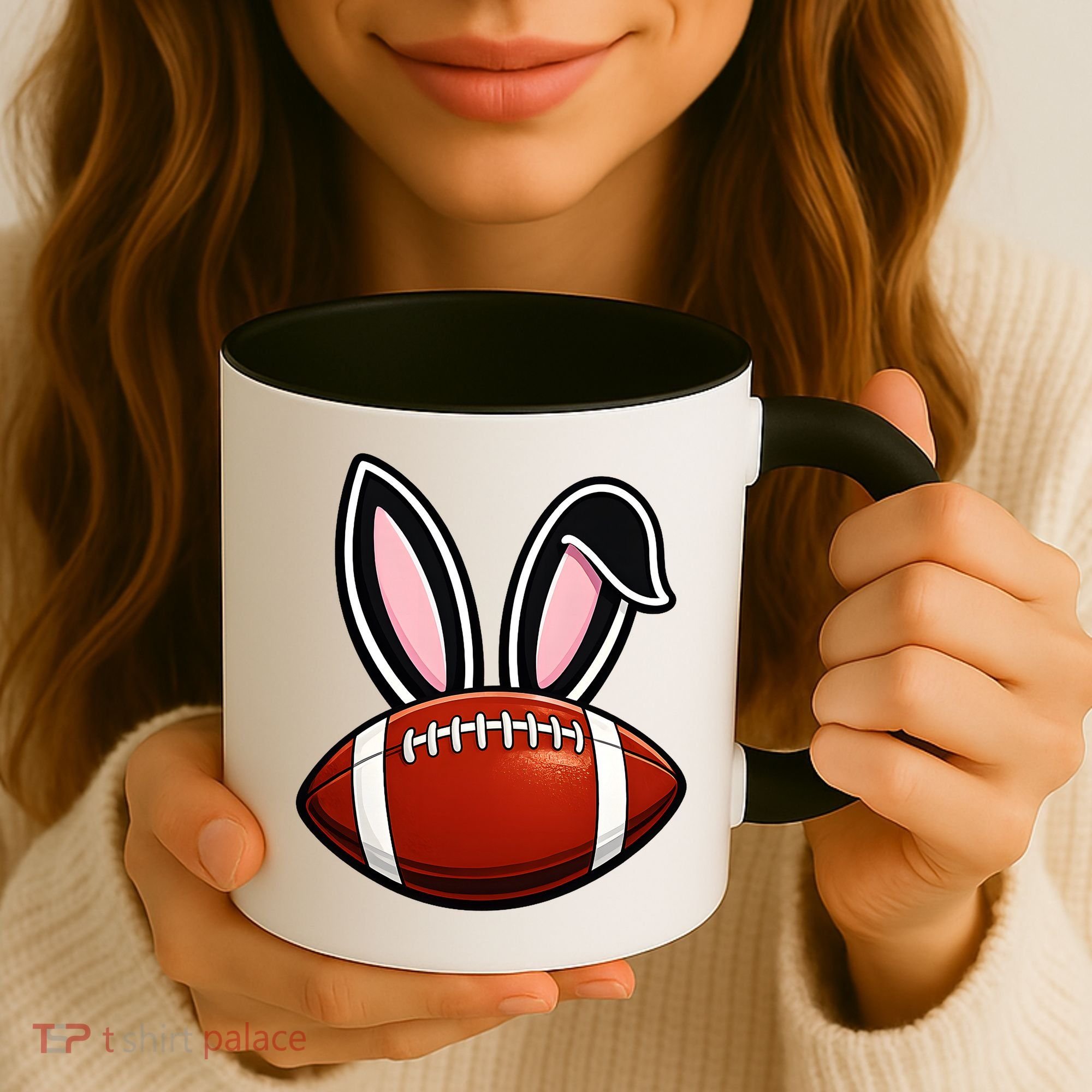 Bunny Ears American Football Fan Funny Easter Coffee Mug
