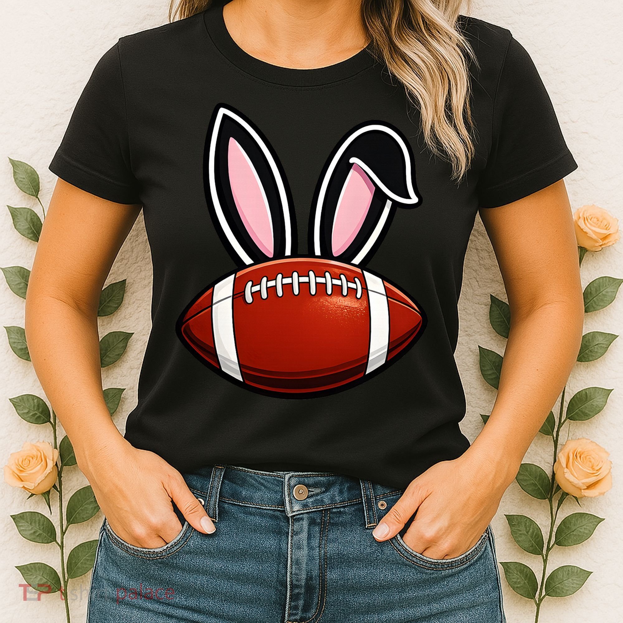 Bunny Ears American Football Fan Funny Easter Women's T-Shirt