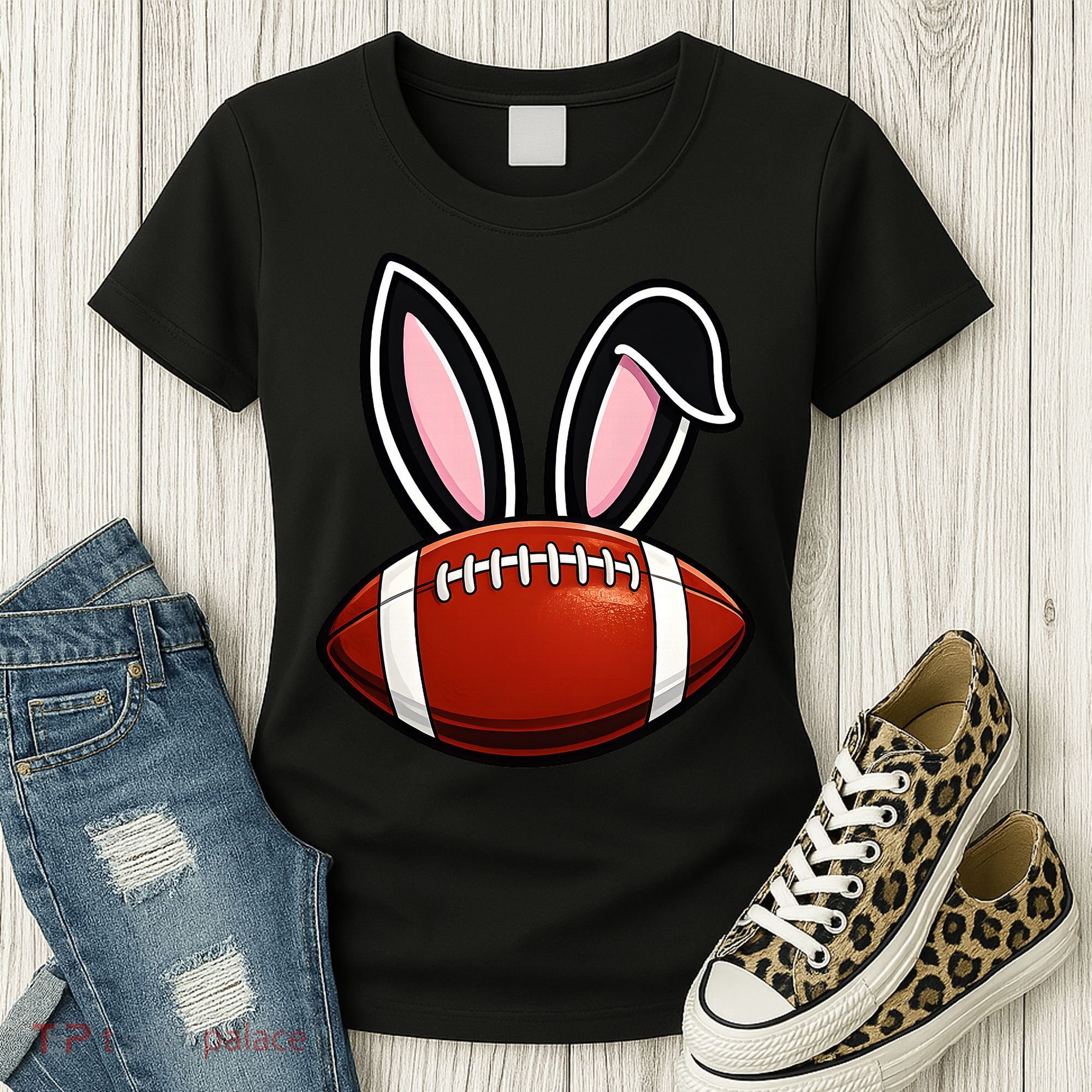 Bunny Ears American Football Fan Funny Easter Women's T-Shirt