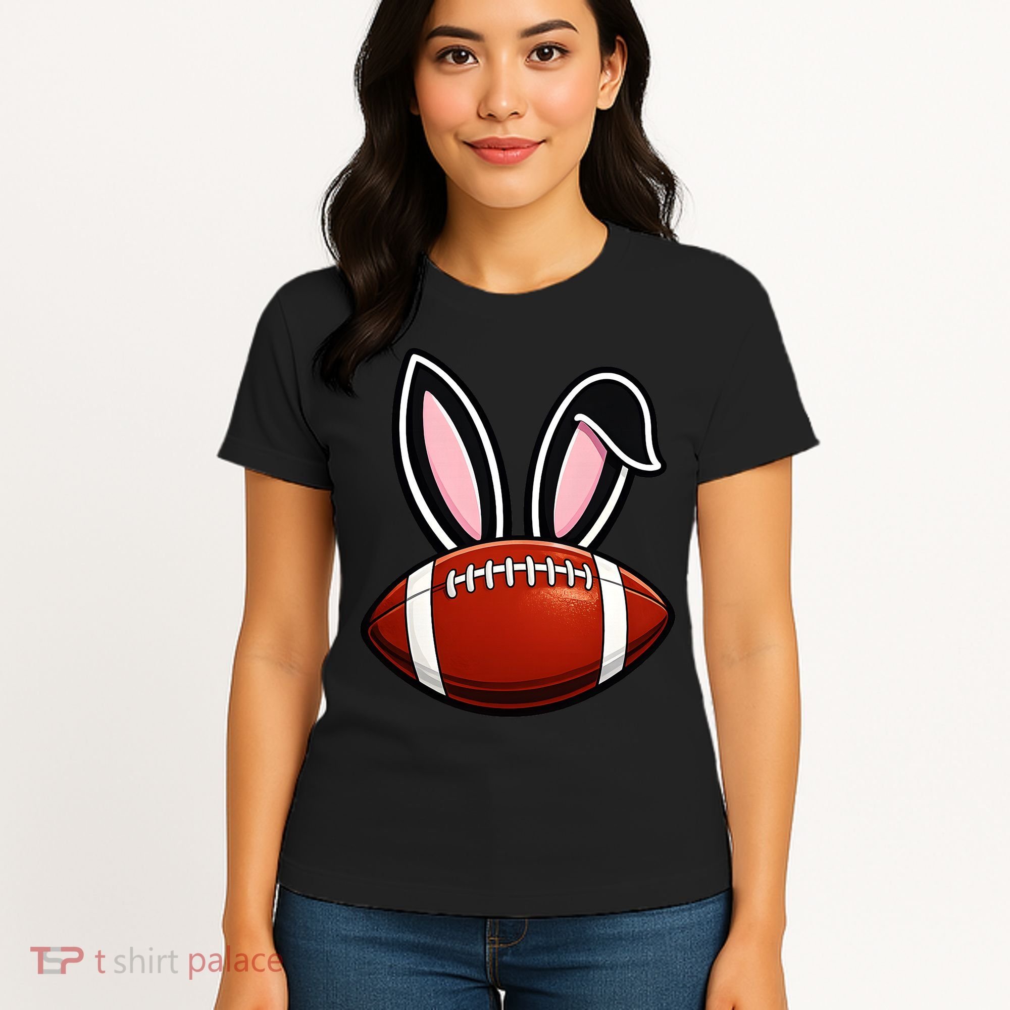 Bunny Ears American Football Fan Funny Easter Women's T-Shirt