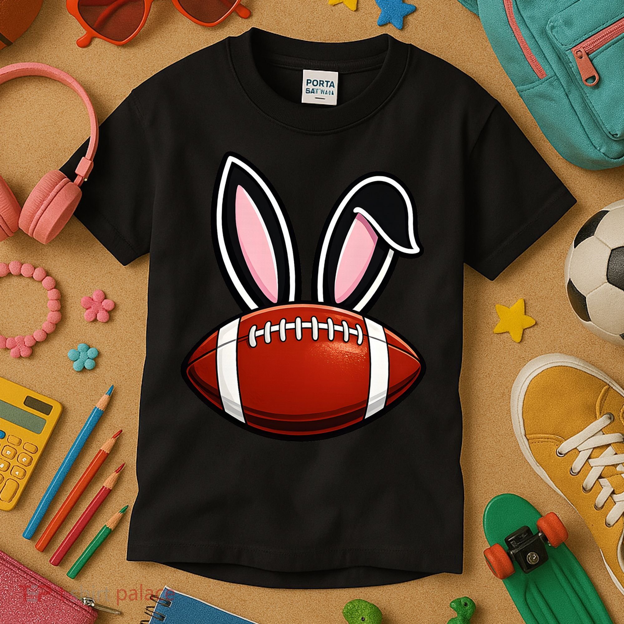 Bunny Ears American Football Fan Funny Easter Kids T-Shirt