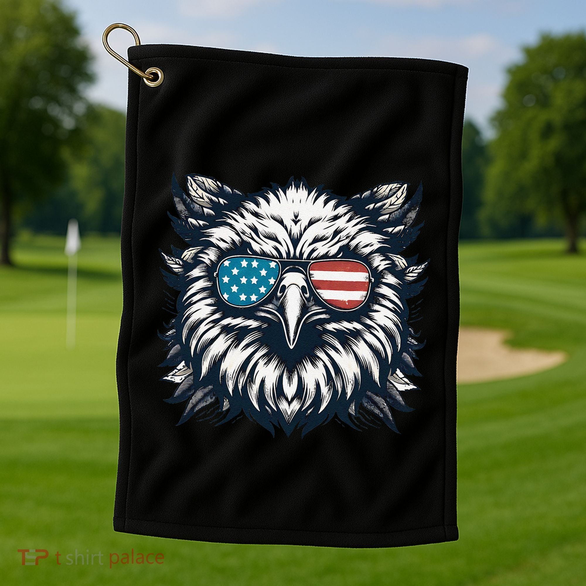Bald Eagle American Usa 4th Of July Patriotic Funny Eagle Golf Towel
