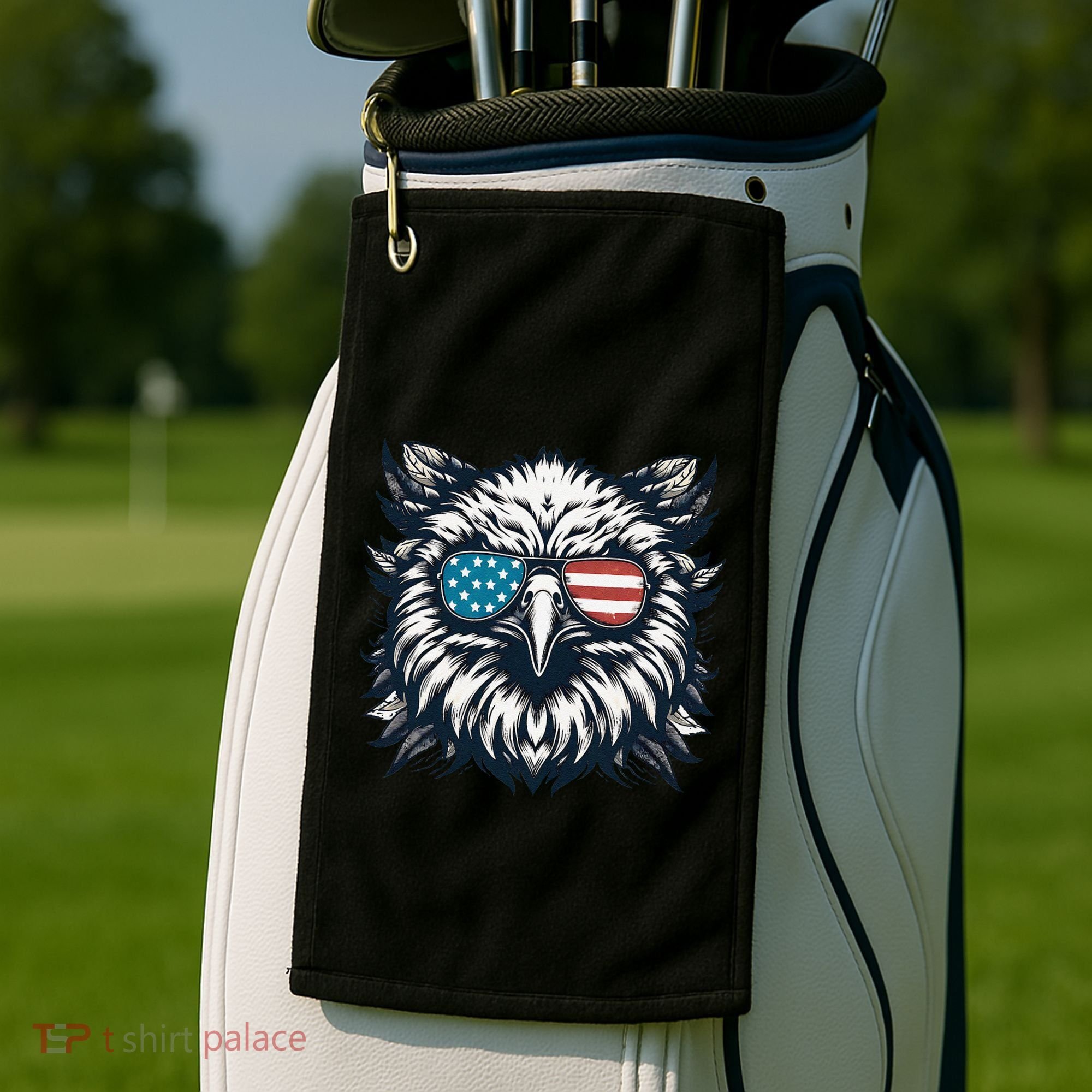 Bald Eagle American Usa 4th Of July Patriotic Funny Eagle Golf Towel