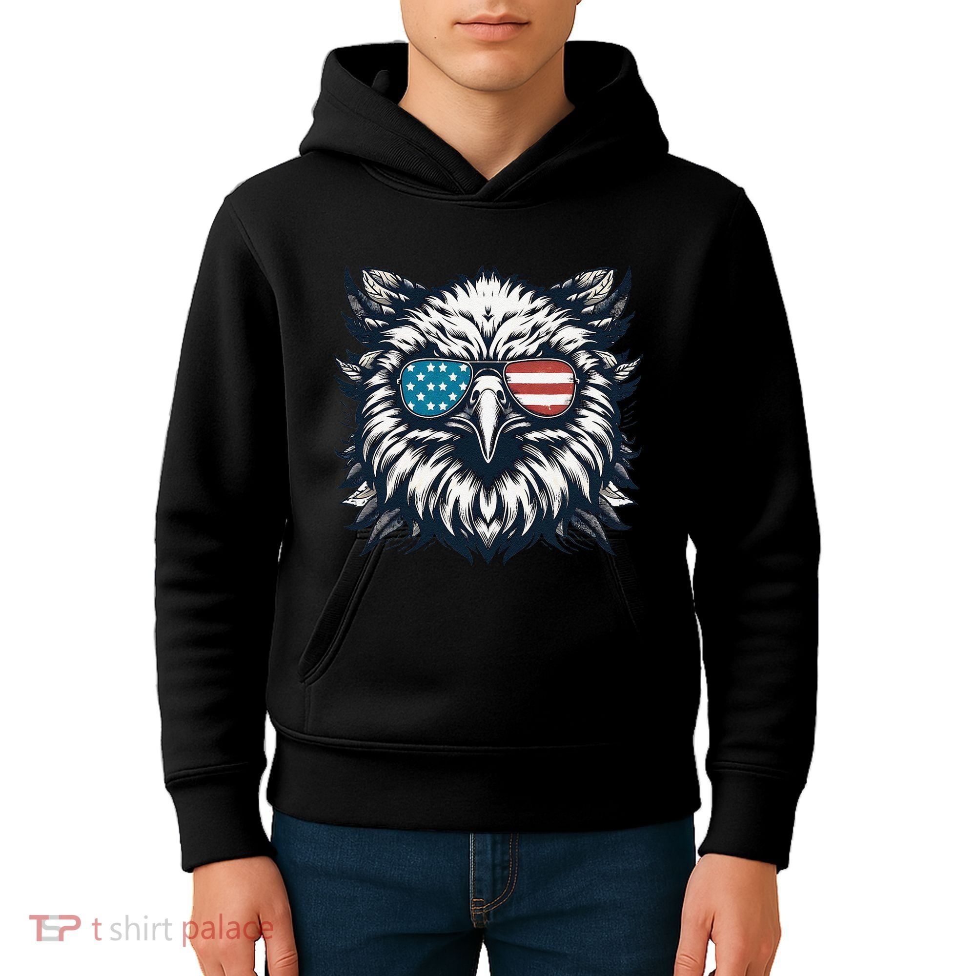 Bald Eagle American Usa 4th Of July Patriotic Funny Eagle Kids Hoodie